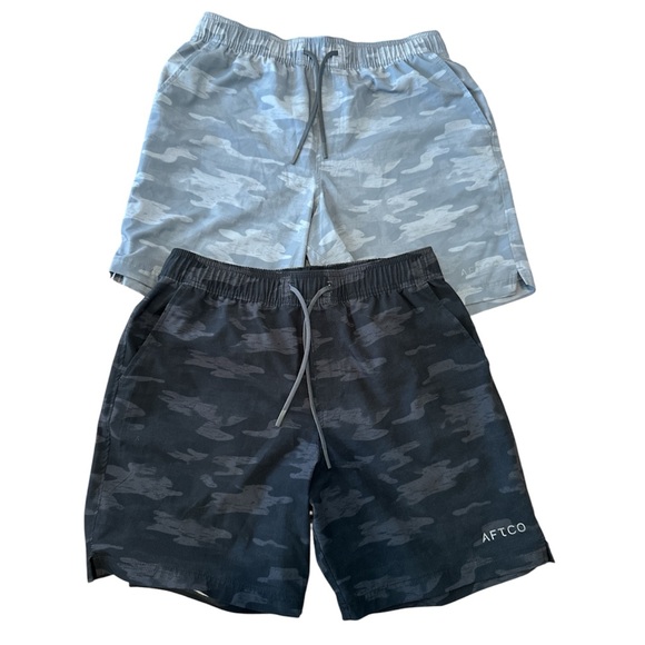 AFTCO Swim Trunks Men’s Sz M Camo Shorts Lot Of 2Light Dark Summer Surf Preppy